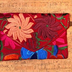Handmade Mexican Floral Embroidered Clutch